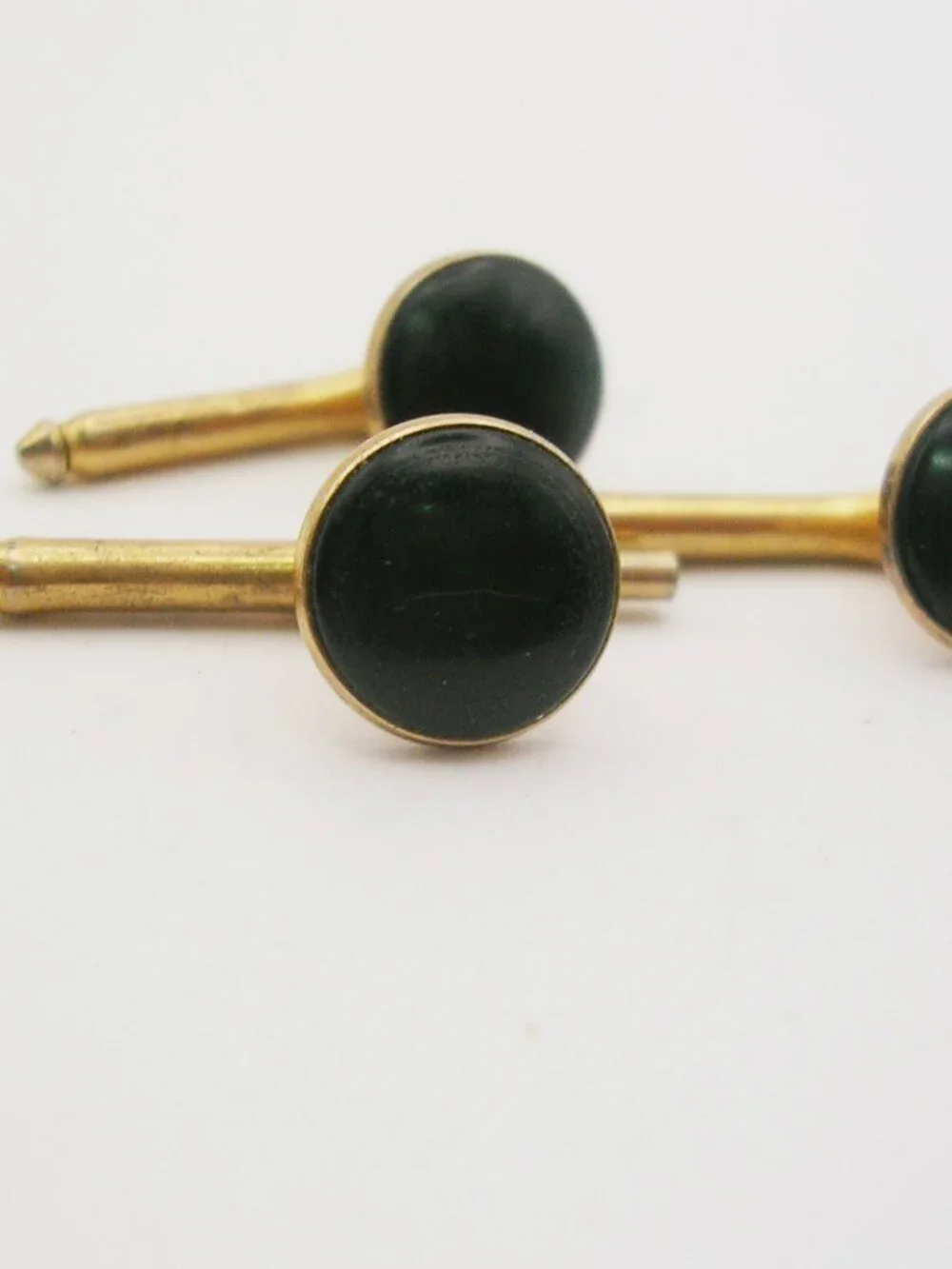 Vintage Tuxedo Studs gold tone  Waistcoat Buttons Set of 3 round black front